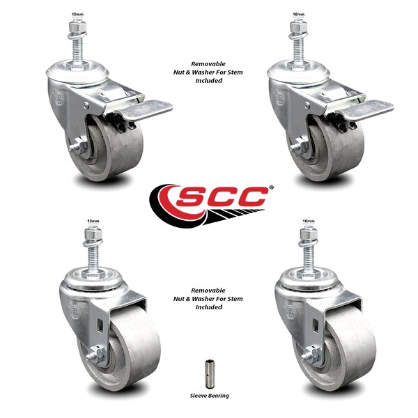 Service Caster 3 Inch Semi Steel Wheel Swivel 1/2 Inch Stem Caster Total Lock Brake SCC, 2PK SCC-TSTTL20S314-SSS-M1015-2-S-2 - main